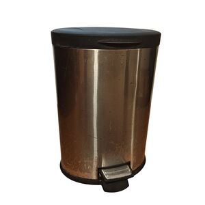 Stainless Steel Hands Free Trash Can with Black Lid